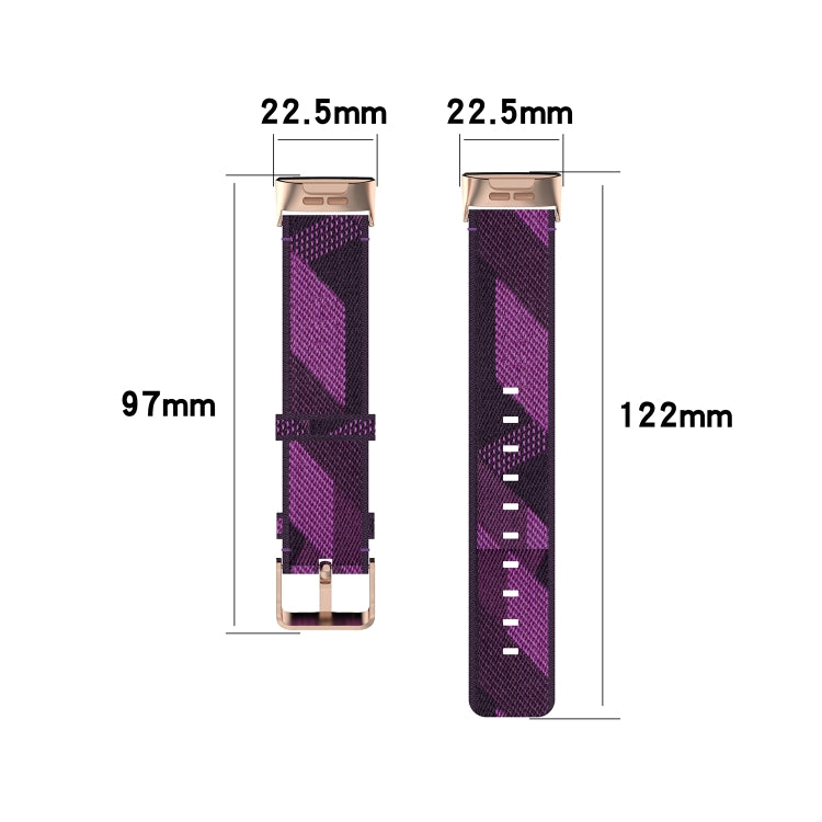 For Fitbit Charge 4 / Charge 3 / Charge 3 SE Stainless Steel Head Grain Nylon Denim Replacement Strap Watchband