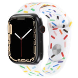Rainbow Raindrops Silicone Watch Band, For Apple Watch 8 45mm, For Apple Watch Ultra 2 49mm, For Apple Watch 9 45mm, For Apple Watch SE 2022 40mm