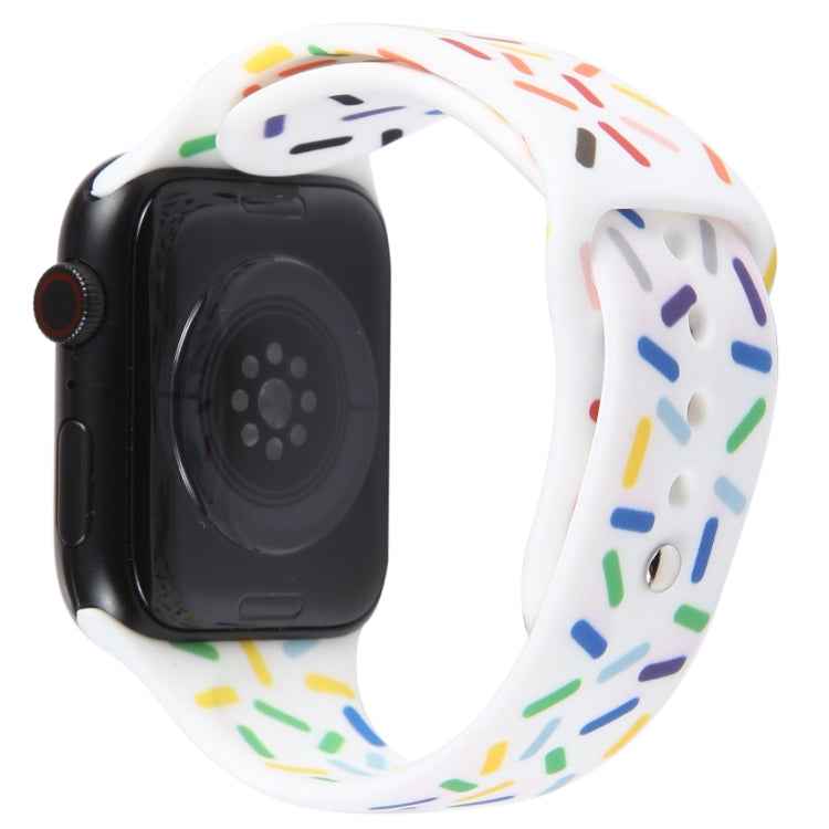 Rainbow Raindrops Silicone Watch Band, For Apple Watch 8 45mm, For Apple Watch Ultra 2 49mm, For Apple Watch 9 45mm, For Apple Watch SE 2022 40mm