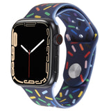 Rainbow Raindrops Silicone Watch Band, For Apple Watch 8 45mm, For Apple Watch Ultra 2 49mm, For Apple Watch 9 45mm, For Apple Watch SE 2022 40mm
