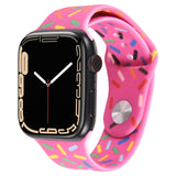 Rainbow Raindrops Silicone Watch Band, For Apple Watch 8 45mm, For Apple Watch Ultra 2 49mm, For Apple Watch 9 45mm, For Apple Watch SE 2022 40mm