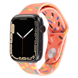 Rainbow Raindrops Silicone Watch Band, For Apple Watch 8 45mm, For Apple Watch Ultra 2 49mm, For Apple Watch 9 45mm, For Apple Watch SE 2022 40mm