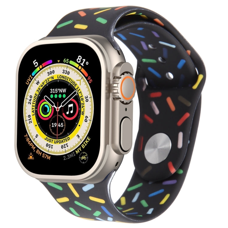 Rainbow Raindrops Silicone Watch Band, For Apple Watch 8 45mm, For Apple Watch Ultra 2 49mm, For Apple Watch 9 45mm, For Apple Watch SE 2022 40mm