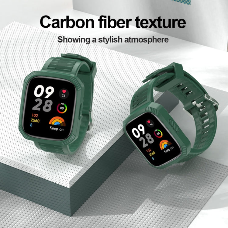 Carbon Fiber Texture Integrated Silicone Watch Band, For Redmi Watch 3
