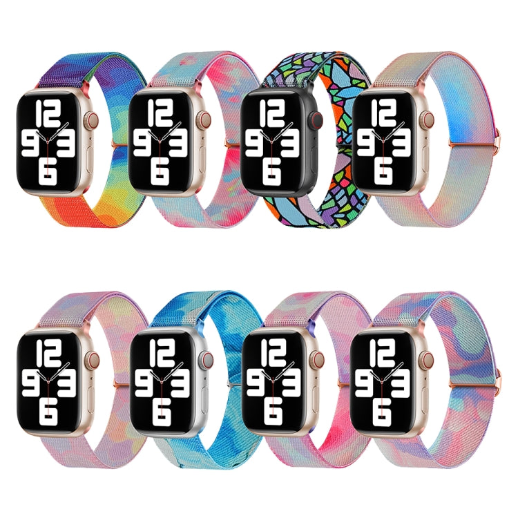 Painted Pattern Nylon Replacement Watch Band, For Apple Watch 9 45mm, For Apple Watch SE 2022 40mm, For Apple Watch SE 2022 44mm, For Apple Watch 9 41mm, For Apple Watch 7 41mm, For Apple Watch 7 45mm