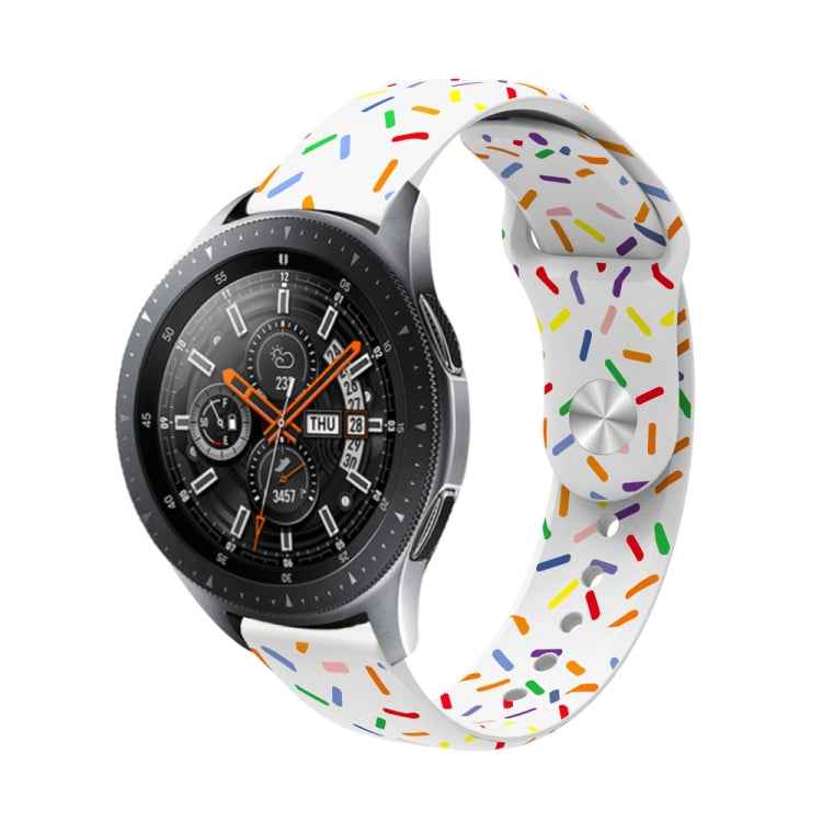 Universal Reverse Buckle Colorful Oval Dot Pattern Silicone Watch Band, 20mm, 22mm
