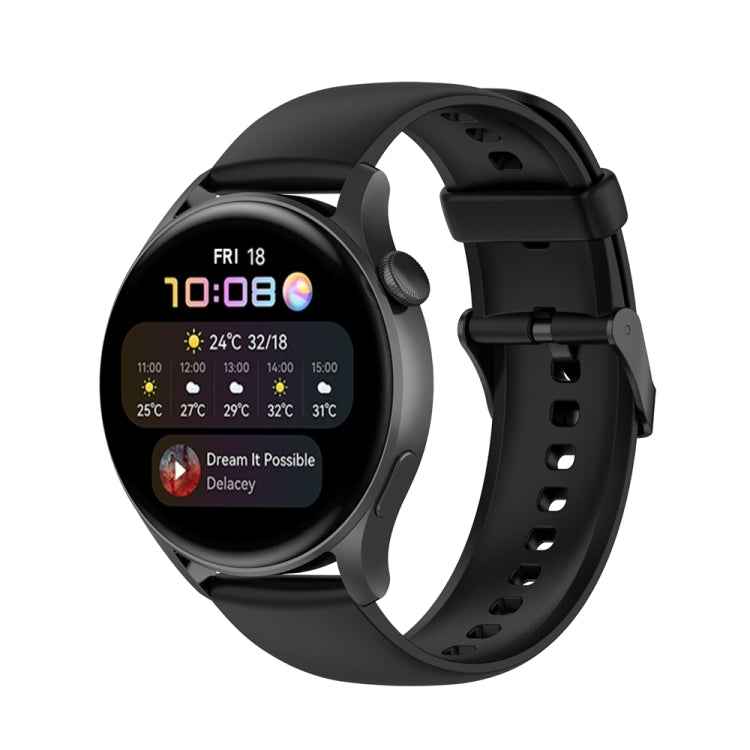 Solid Color Silicone Stainless Steel Black Buckle Watch Band, Black Buckle