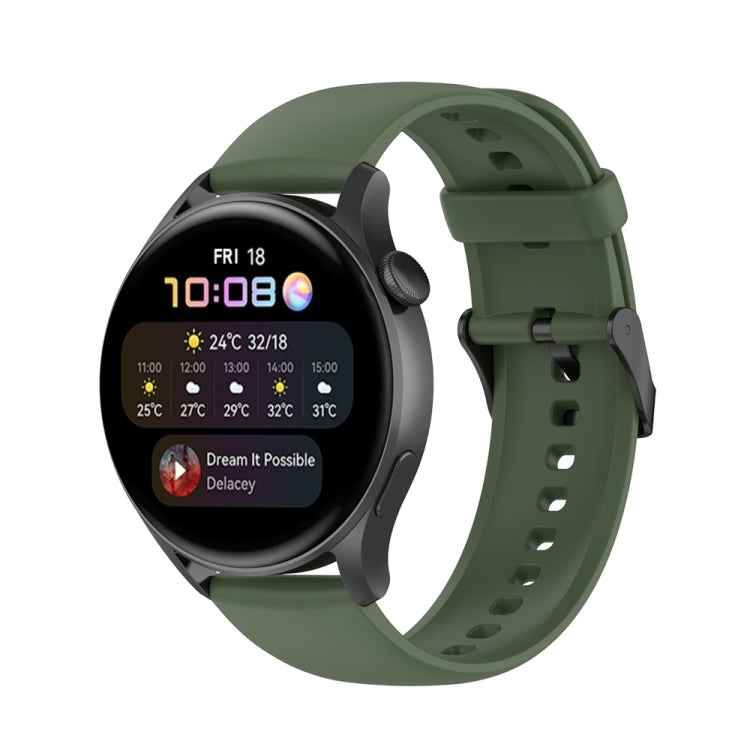 Solid Color Silicone Stainless Steel Black Buckle Watch Band, Black Buckle