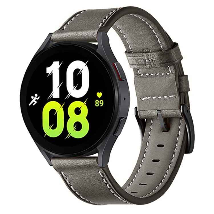 Stitching Black Buckle Genuine Leather Watch Band, For Garmin Venu / SQ / SQ2 / Venu 2 Plus