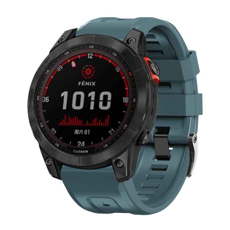 Screw Black Steel Buckle Silicone Watch Band, For Garmin Forerunner 965 / 955 / 945 / 935, For Garmin Tactix 7 Pro / Fenix 7X  / 6X Pro