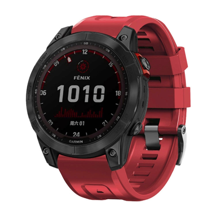 Screw Black Steel Buckle Silicone Watch Band, For Garmin Forerunner 965 / 955 / 945 / 935, For Garmin Tactix 7 Pro / Fenix 7X  / 6X Pro