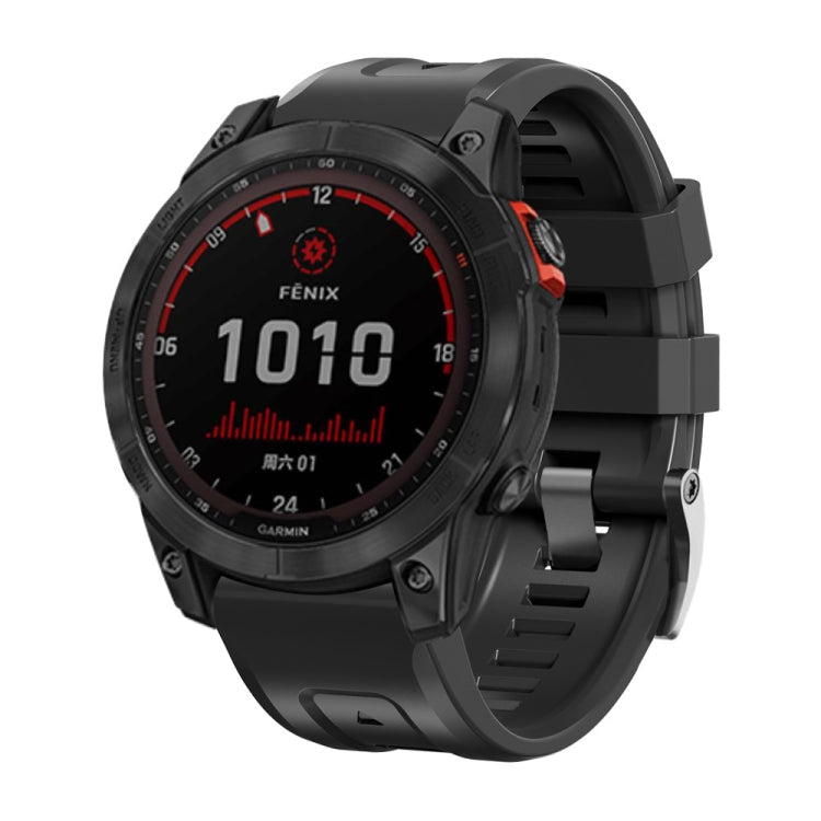 Screw Black Steel Buckle Silicone Watch Band, For Garmin Forerunner 965 / 955 / 945 / 935, For Garmin Tactix 7 Pro / Fenix 7X  / 6X Pro
