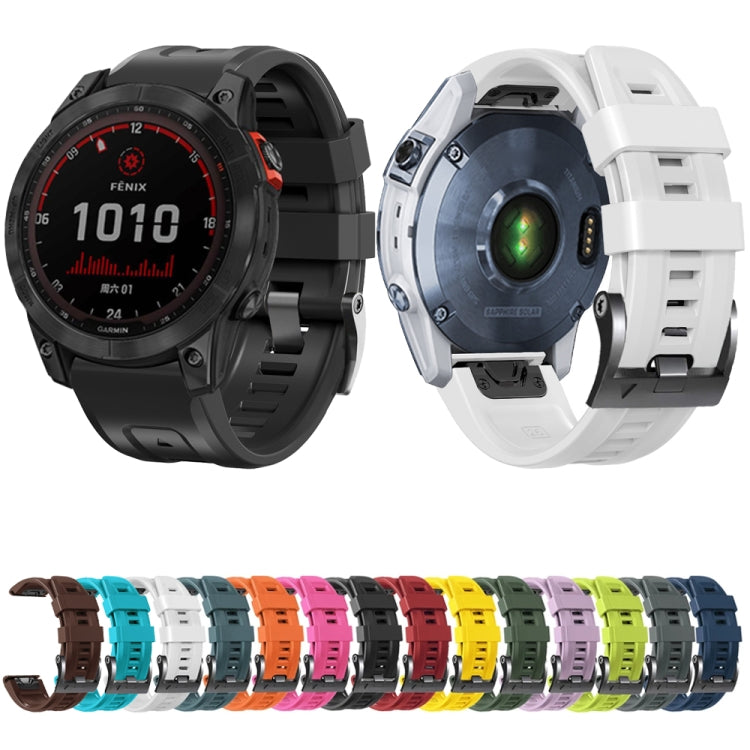 Screw Black Steel Buckle Silicone Watch Band, For Garmin Forerunner 965 / 955 / 945 / 935, For Garmin Tactix 7 Pro / Fenix 7X  / 6X Pro