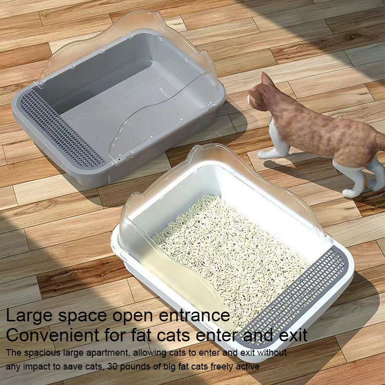 Semi-closed Cat-ear Baffle Cat Litter Basin Deodorization Cat Toilet, Small Size, Large Size