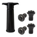 Red Wine Vacuum Pump Freshener Silicone Wine Stopper Set, Black Pump 4-stopper Box
