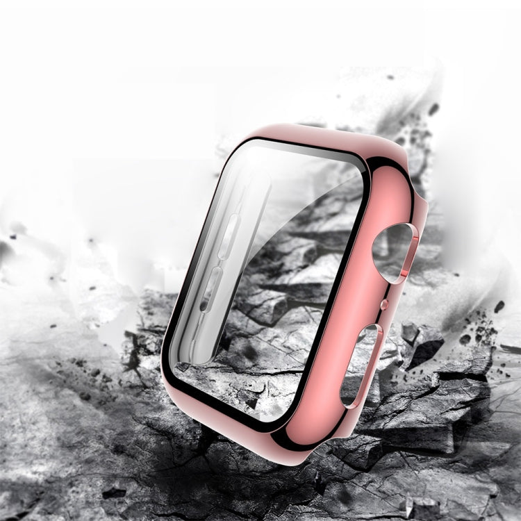 Electroplated PC Case + Tempered Film Integrated Protective Cover, For Apple Watch Series 3 & 2 & 1 38mm, For Apple Watch Series 3 & 2 & 1 42mm, For Apple Watch Series 5 & 4 40mm, For Apple Watch Series 5 & 4 44mm