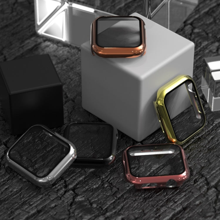 Electroplated PC Case + Tempered Film Integrated Protective Cover, For Apple Watch Series 3 & 2 & 1 38mm, For Apple Watch Series 3 & 2 & 1 42mm, For Apple Watch Series 5 & 4 40mm, For Apple Watch Series 5 & 4 44mm