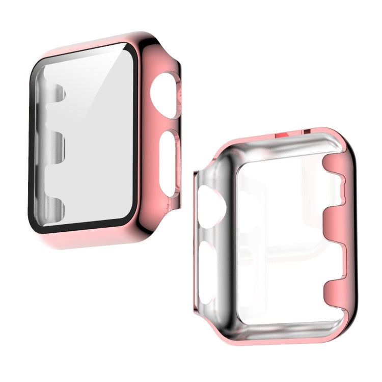 Electroplated PC Case + Tempered Film Integrated Protective Cover, For Apple Watch Series 3 & 2 & 1 38mm, For Apple Watch Series 3 & 2 & 1 42mm, For Apple Watch Series 5 & 4 40mm, For Apple Watch Series 5 & 4 44mm