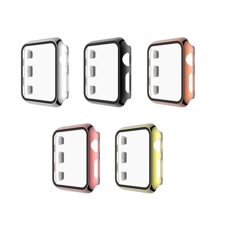 Electroplated PC Case + Tempered Film Integrated Protective Cover, For Apple Watch Series 3 & 2 & 1 38mm, For Apple Watch Series 3 & 2 & 1 42mm, For Apple Watch Series 5 & 4 40mm, For Apple Watch Series 5 & 4 44mm