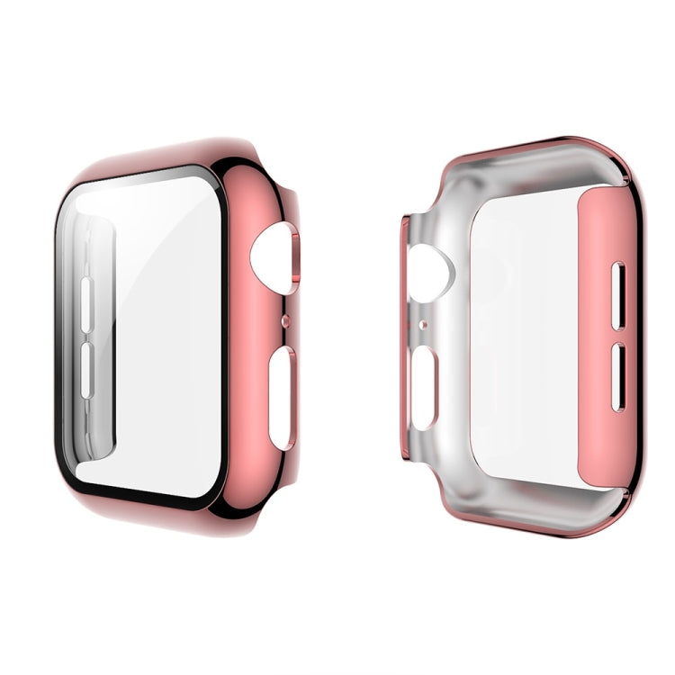 Electroplated PC Case + Tempered Film Integrated Protective Cover, For Apple Watch Series 3 & 2 & 1 38mm, For Apple Watch Series 3 & 2 & 1 42mm, For Apple Watch Series 5 & 4 40mm, For Apple Watch Series 5 & 4 44mm