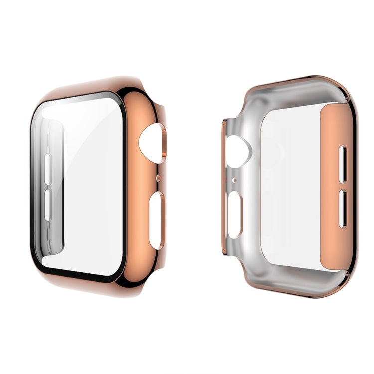 Electroplated PC Case + Tempered Film Integrated Protective Cover, For Apple Watch Series 3 & 2 & 1 38mm, For Apple Watch Series 3 & 2 & 1 42mm, For Apple Watch Series 5 & 4 40mm, For Apple Watch Series 5 & 4 44mm
