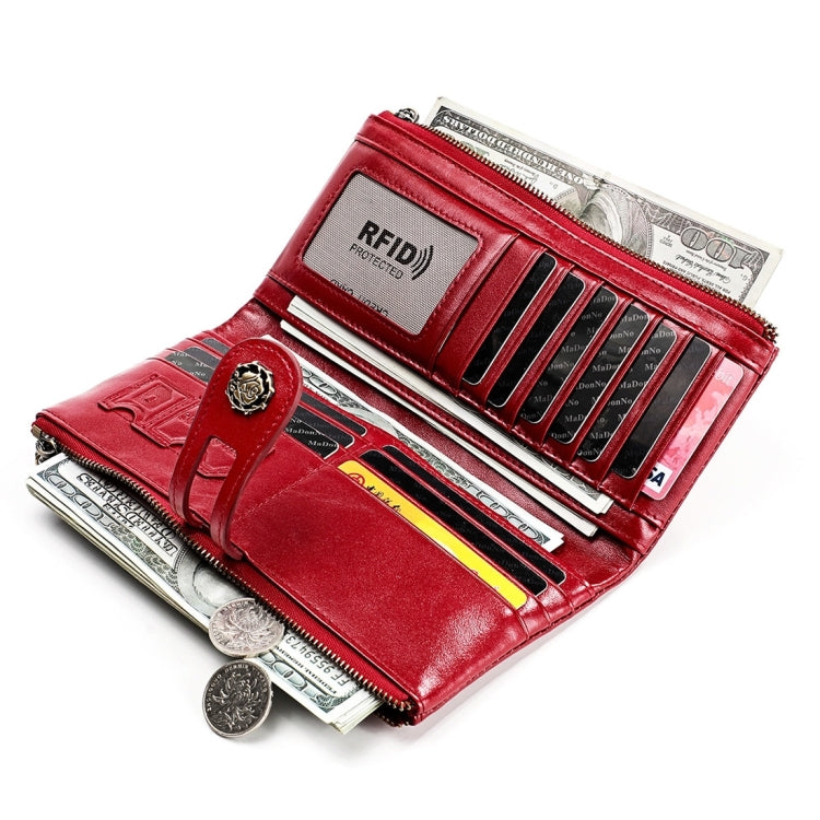 3513 Antimagnetic RFID Multi-function Retro Leather Lady Wallet Large-capacity Purse with Card Holder