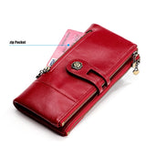 3513 Antimagnetic RFID Multi-function Retro Leather Lady Wallet Large-capacity Purse with Card Holder