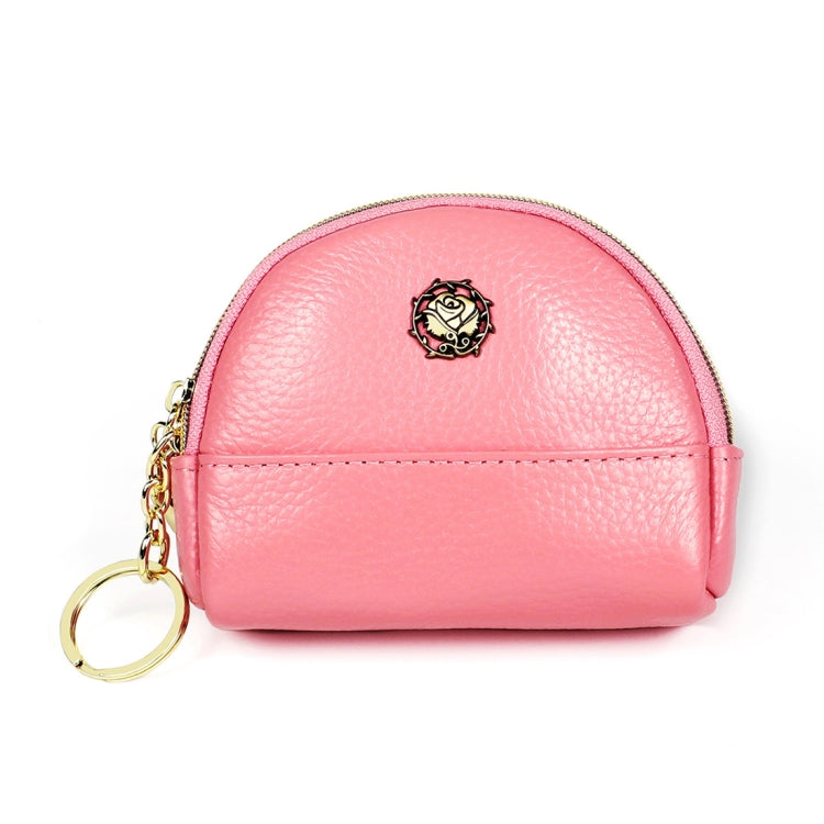2027 Lady Leather Zipper Wallet Purse Double-pocket Little Shell Bag Pink