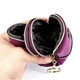 2027 Lady Leather Zipper Wallet Purse Double-pocket Little Shell Bag