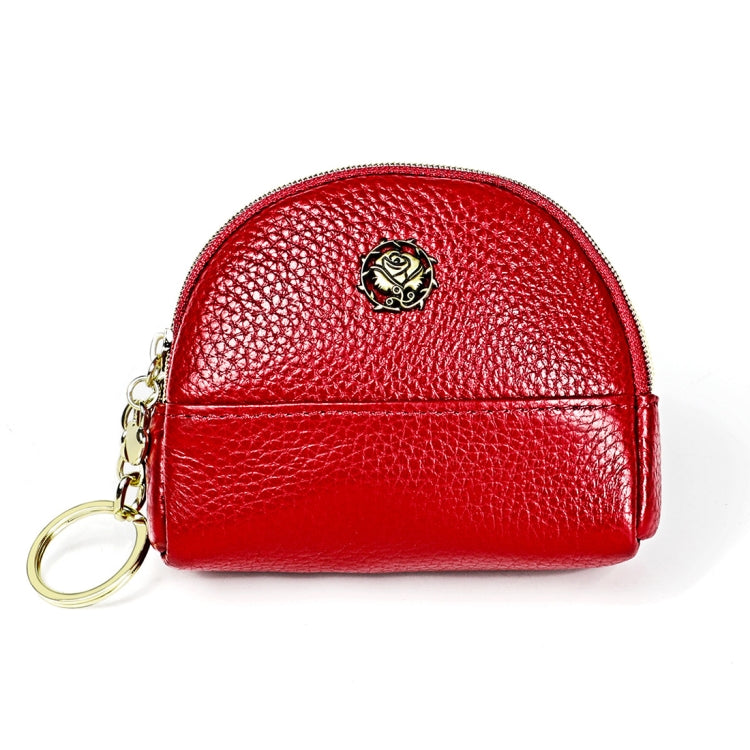 2027 Lady Leather Zipper Wallet Purse Double-pocket Little Shell Bag Red