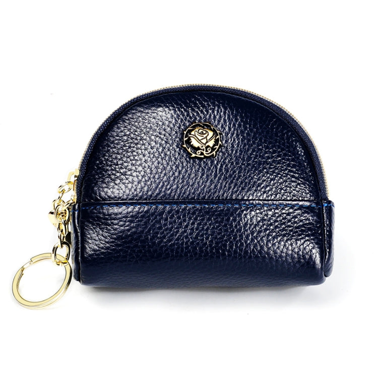 2027 Lady Leather Zipper Wallet Purse Double-pocket Little Shell Bag Dark Blue