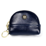 2027 Lady Leather Zipper Wallet Purse Double-pocket Little Shell Bag Dark Blue
