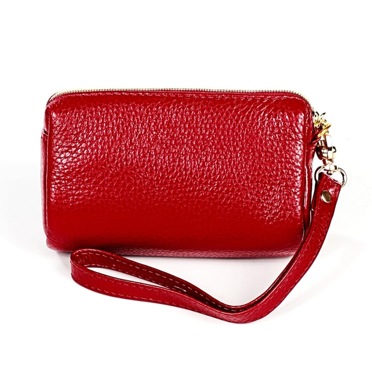 2033 Lady Portable Zipper Leather Wallet Purse Small Cosmetic Bag with Lanyard