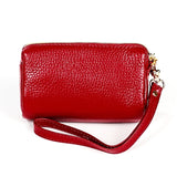 2033 Lady Portable Zipper Leather Wallet Purse Small Cosmetic Bag with Lanyard