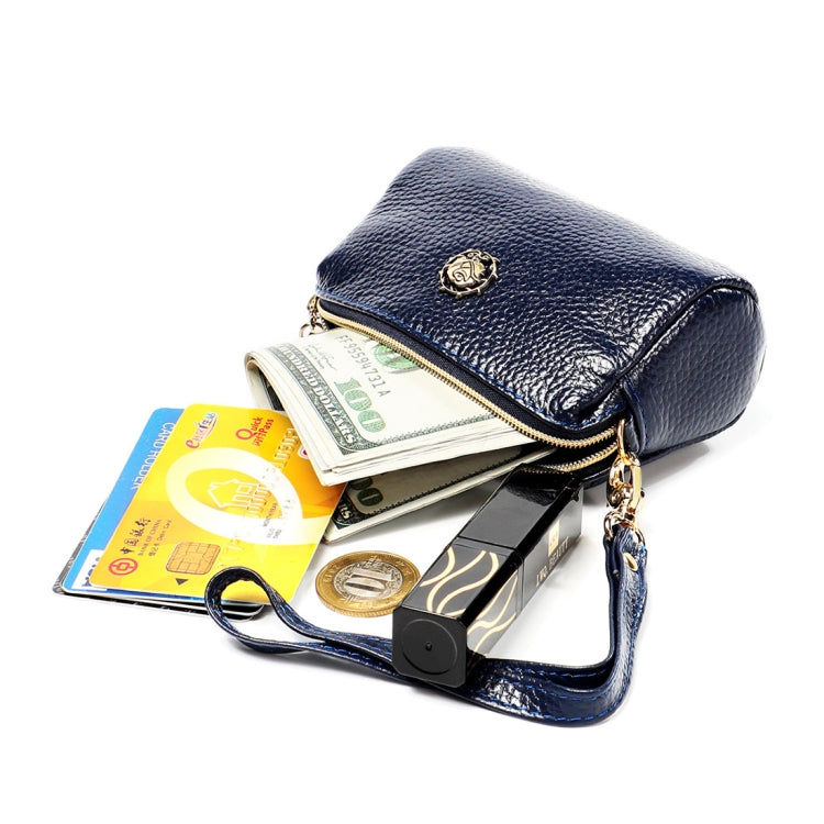 2033 Lady Portable Zipper Leather Wallet Purse Small Cosmetic Bag with Lanyard