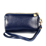 2033 Lady Portable Zipper Leather Wallet Purse Small Cosmetic Bag with Lanyard