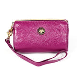 2033 Lady Portable Zipper Leather Wallet Purse Small Cosmetic Bag with Lanyard Purple