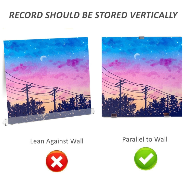Wall Mounted Acrylic No-Punch Record Display Stand, 6pcs, 18pcs, 30pcs
