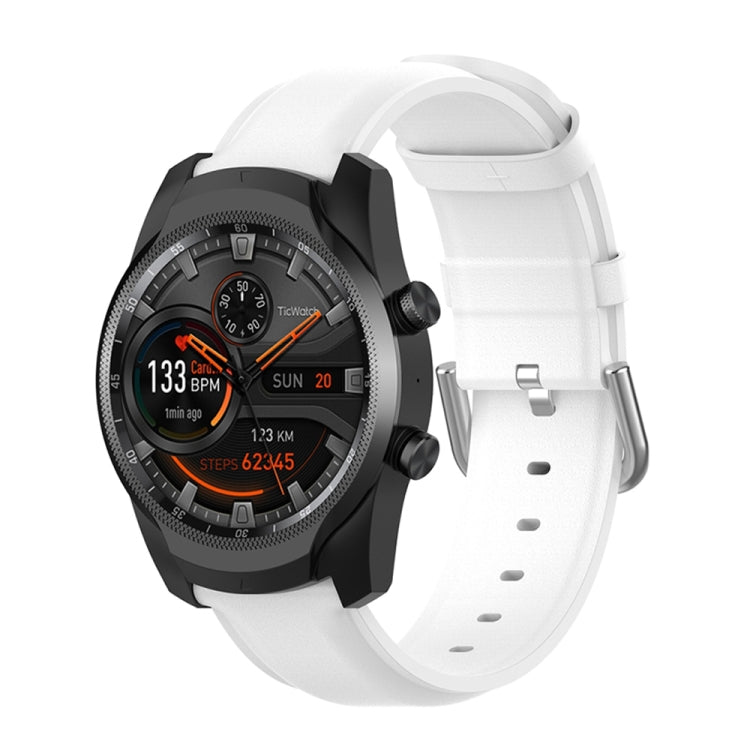 22mm Leather Strap with Round Tail Buckle, For Ticwatch Pro 2020, For Huawei Watch GT2E, For Samsung Galaxy Watch 3 45mm