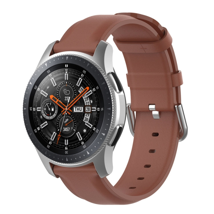 22mm Leather Strap with Round Tail Buckle, For Ticwatch Pro 2020, For Huawei Watch GT2E, For Samsung Galaxy Watch 3 45mm