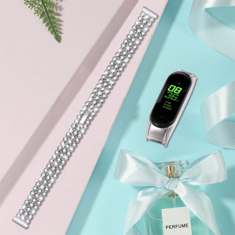 Diamond-studded Stainless Steel Replacement Wrist Strap, For Xiaomi Mi Band 3 / 4, For Xiaomi Mi Band 5