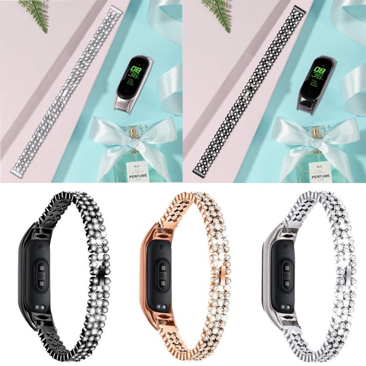 Diamond-studded Stainless Steel Replacement Wrist Strap, For Xiaomi Mi Band 3 / 4, For Xiaomi Mi Band 5