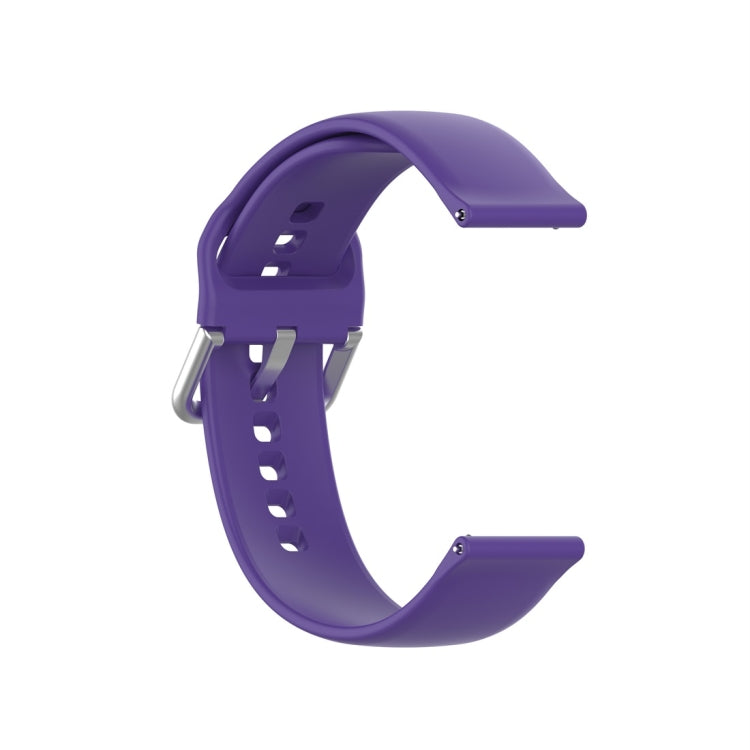 Silicone Solid Color Silver Buckle Strap, Size: 22mm, For Xiaomi Haylou Solar LS05