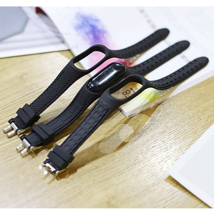 For Xiaomi Mi Band 4 / 3 Silicone Two-color Thread Replacement Strap Watchband, Bamboo Joint Texture