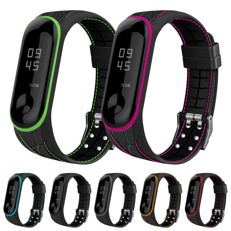 For Xiaomi Mi Band 4 / 3 Silicone Two-color Thread Replacement Strap Watchband, Bamboo Joint Texture