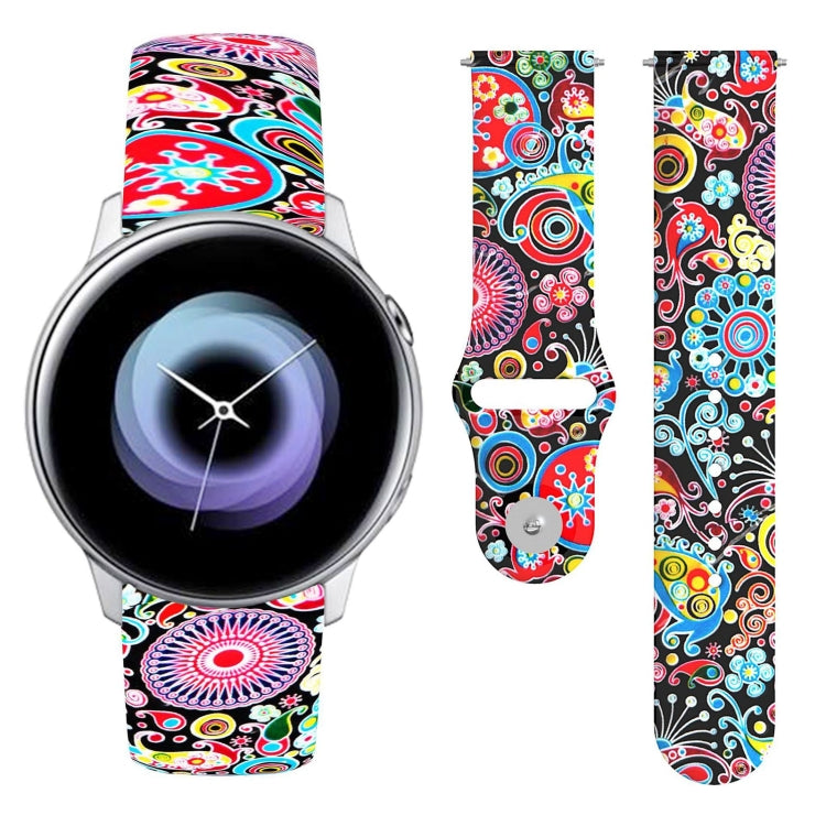 20mm Reverse Buckle Printed Silicone Strap, For Samsung Galaxy Active2