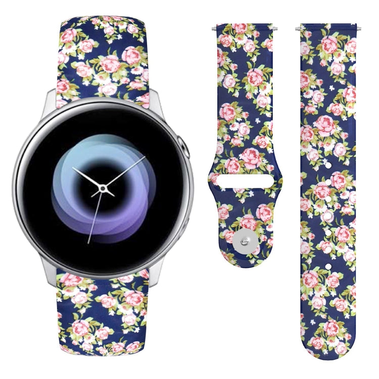 20mm Reverse Buckle Printed Silicone Strap, For Samsung Galaxy Active2