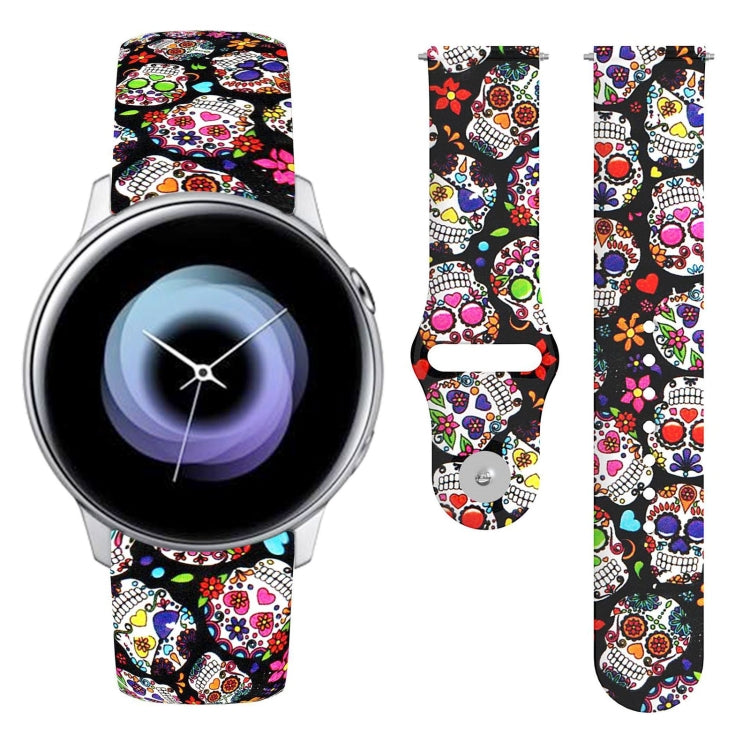 20mm Reverse Buckle Printed Silicone Strap, For Samsung Galaxy Active2