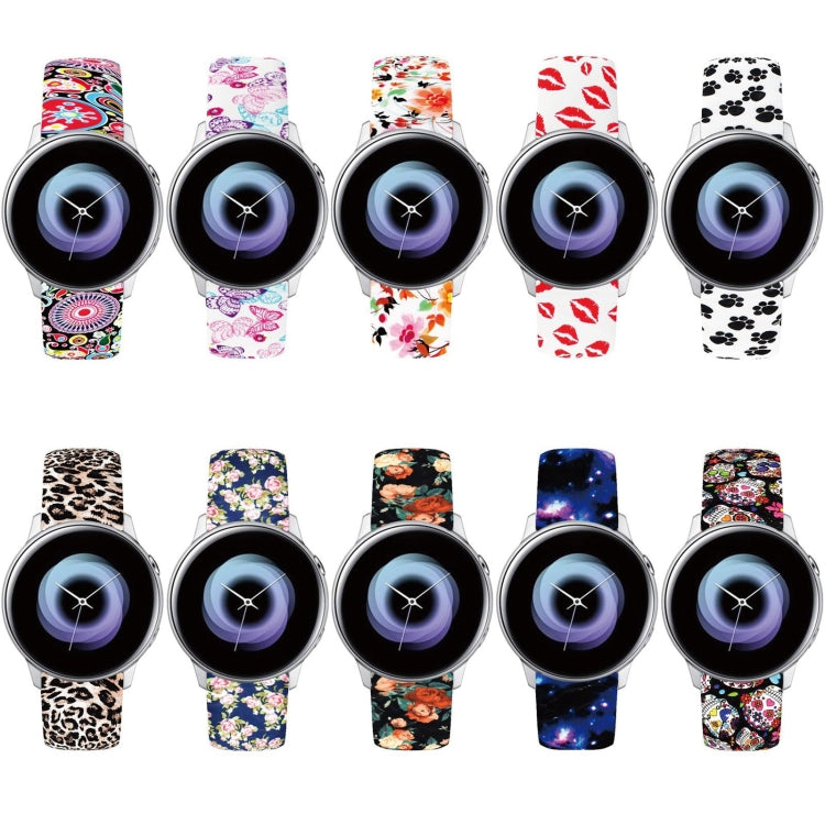 20mm Reverse Buckle Printed Silicone Strap, For Samsung Galaxy Active2