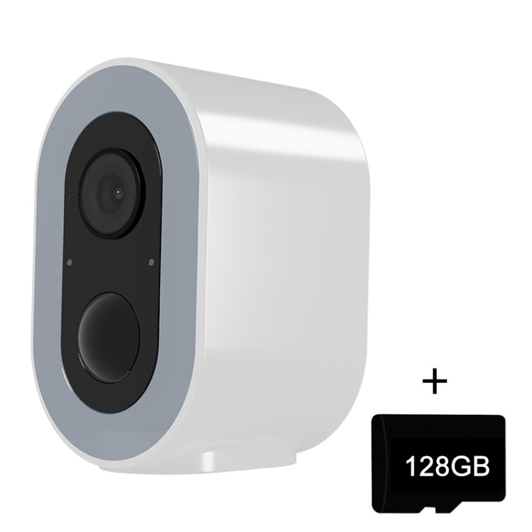 WiFi Tuya Smart Version HD Low Power Consumption Battery Camera, EU Plug, Without Memory, 32GB, 64GB, 128GB 128GB White